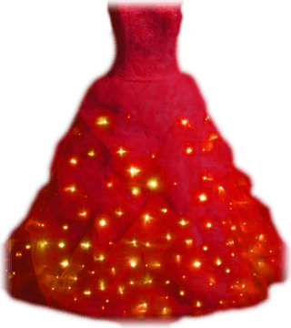 Julklänning med julbelysning